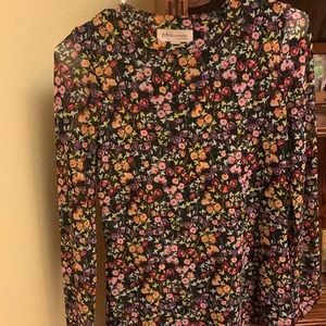 Double lined floral crew neck long sleeve top